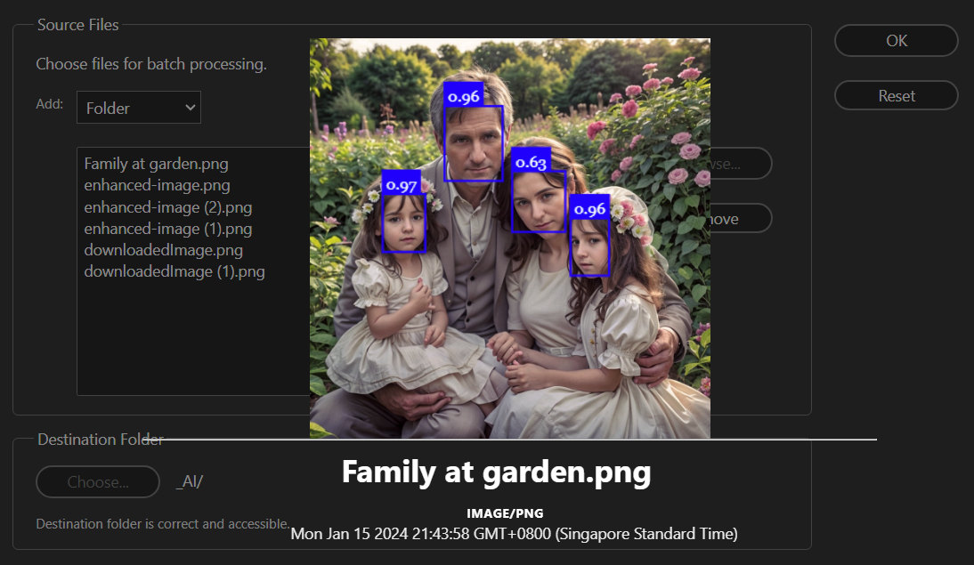 Sample face detect result of family photo in garden